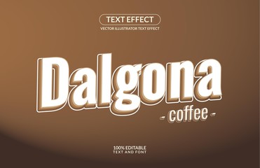 Editable Text Effect Dalgona Vector Style For Coffee Shop, Cafe, social media, branding, advertising and many and many More