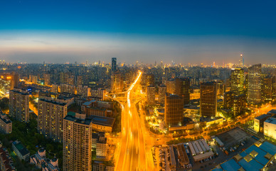 Night view of the viaduct of Lupu Bridge in Shanghai, China