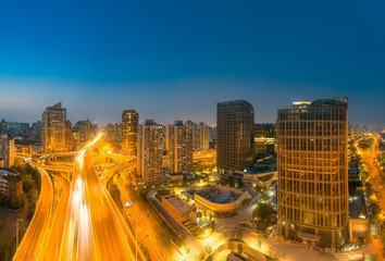 Night view of the viaduct of Lupu Bridge in Shanghai, China