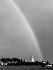 Rainbow over Santa Maria degli Angeli papal basilica (Assisi, Italy)
