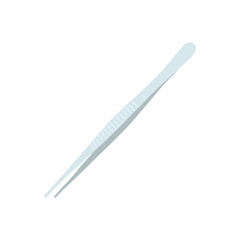 Medical tweezers on the white background. Vector isolated illustration of professional and cosmetic tweezers.
