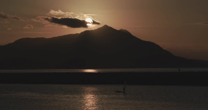 Gul of Naples Ischia island at sunset