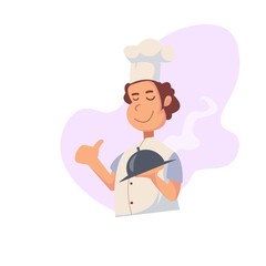 cartoon cook chef illustration, restaurant cook chef hat and cook uniform, professions job, vector character restaurant staff flat design, food service professional