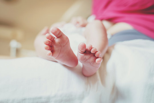 close up of newborn baby feet.