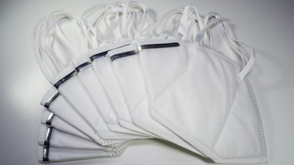 Set of N95S medical masks. Face mask protection against pollution, virus, flu and coronavirus. Health care and surgical concept