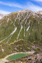 Landscape near Tasman glacier in New Zealand