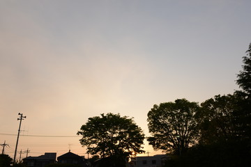 夕暮れ、影、空、雲、ライト、イブニング、夕陽、夕方　
