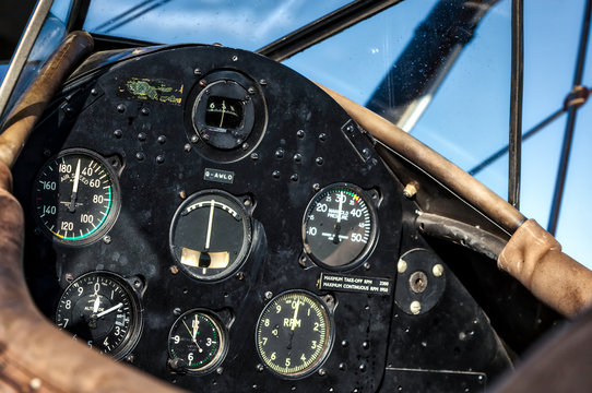  Cockpit of a 1942 Boeing Stearman 75 Bi-plane