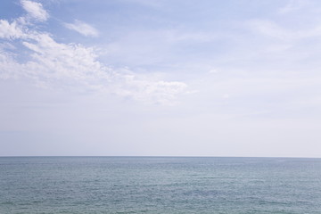 seascape and skyline in summer holiday . horizontal wide ocean scene .