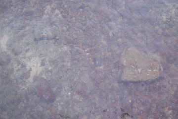 top view rock in clean water .