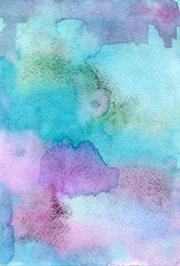 Abstract watercolor blue background. Illustration for the decor and design of posters, postcards, prints, stickers, invitations, textiles and stationery.