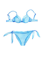 Hand drawn watercolor swimsuit on a white background