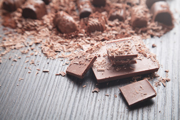 Chocolate candies. Sweet food. Background