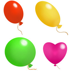 A set of balloons. Bright digital illustration isolated on white background. Illustration for the decor and design of posters, postcards, prints, stickers, invitations, textiles and stationery.