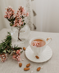 White tea cup with flower
