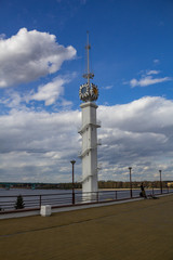 Clock tower at the River station in Yaroslavl. Russia