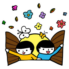 This is a picture of children opening the door.