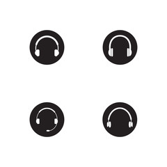 Set of Microphone and Headphones icon logo vector