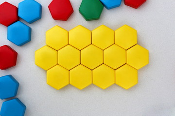 Yellow and color mosaic texture similar to honeycombs