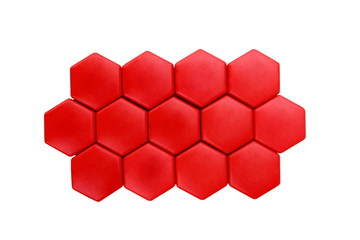Texture mosaic of yellow and red colors similar to honeycombs