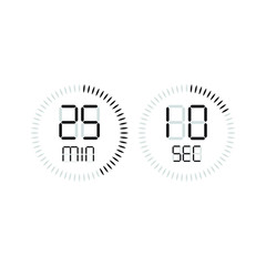 Stopwatch digital countdown timer icon design isoalted on white background