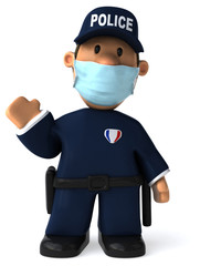 3D Illustration of a cartoon policeman