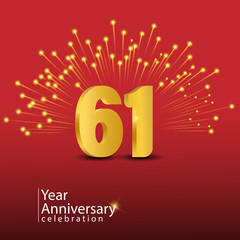 61 Years Anniversary Celebration Vector Template Design Illustration