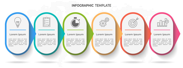 Timeline infographic  template 6 options or steps.