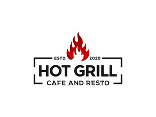 Vintage Retro Barbeque Grill, BBQ vector logo template