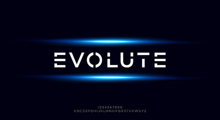 Abstract technology science alphabet font. digital space typography vector illustration design