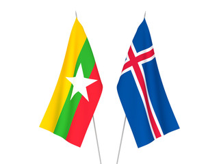 Myanmar and Iceland flags