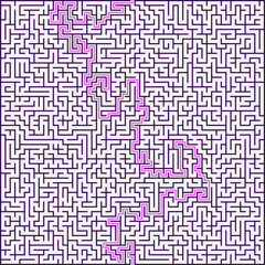 Square maze with solution. Vector illustration.