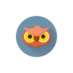 owl colorful flat icon with long shadow. owl flat icon