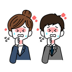 高熱で咳がでているスーツを着た男女