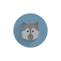 wolf colorful flat icon with long shadow. dog flat icon