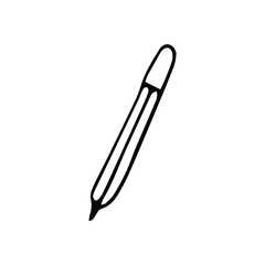 Pen on white background. Vector doodle illustration. Business and education elements.