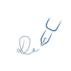Pen icon, signature in the style of brush strokes. Signature in the form of the letter D