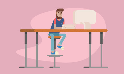 Working from home illustration