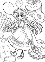 Coloring book for girls illustration	