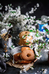 Glazed tres leches donuts.selective focus.