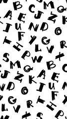seamless pattern with black and white letters from the English alphabet for children