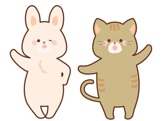 踊るうさぎと猫　セット