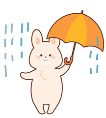 傘をさすうさぎ