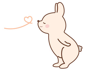 ハートと横を向く　うさぎ