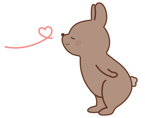 ハートと横を向くうさぎ