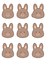 ウサギ顔　表情バリエーションセット2
