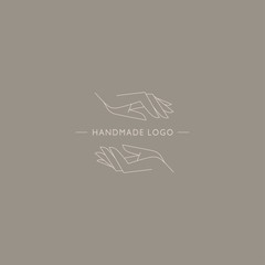 logo for business in the industry of beauty, health, personal hygiene. Beautiful picture of hands.  Logo of a beauty salon, health industry, makeup artist, cosmetologist, massage therapist.