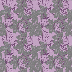 seamless pattern with leaves and flowers doodling style