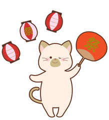 祭りを楽しむ猫