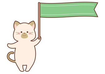 旗を持った猫